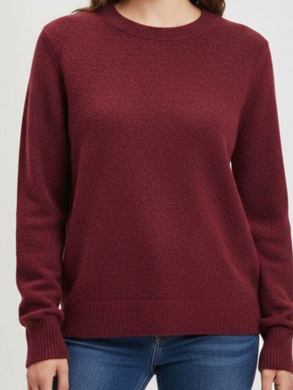 J Crew Womens Sz L Extra Soft Crew Neck Sweater Dark Red
